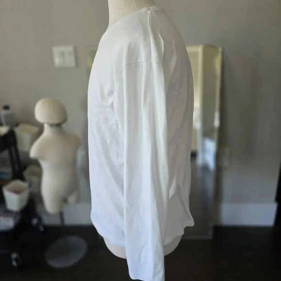 Men's Extra Large White Long Sleeve V-NECK Shirt - Picture 3 of 4